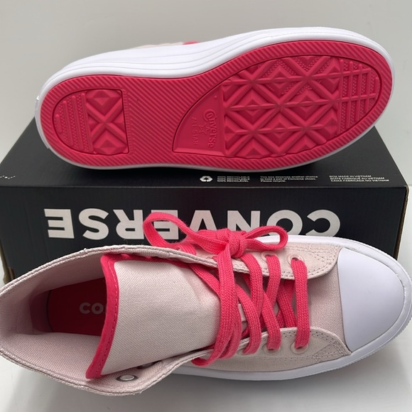 Converse WMNS CTAS MOVE HI BARELY ROSE/STRAWBERRY JAM A00865C Platforms Sneakers - Picture 4 of 16